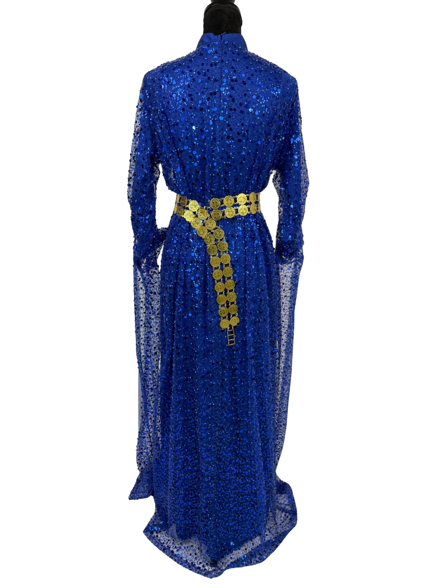 Jilenpiroz Lazur Koerdische feestjurk lazurblauw – achterkant