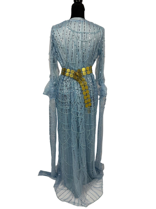 Jilenpiroz Okyanus oceaanblauwe Koerdische feestjurk – achterkant