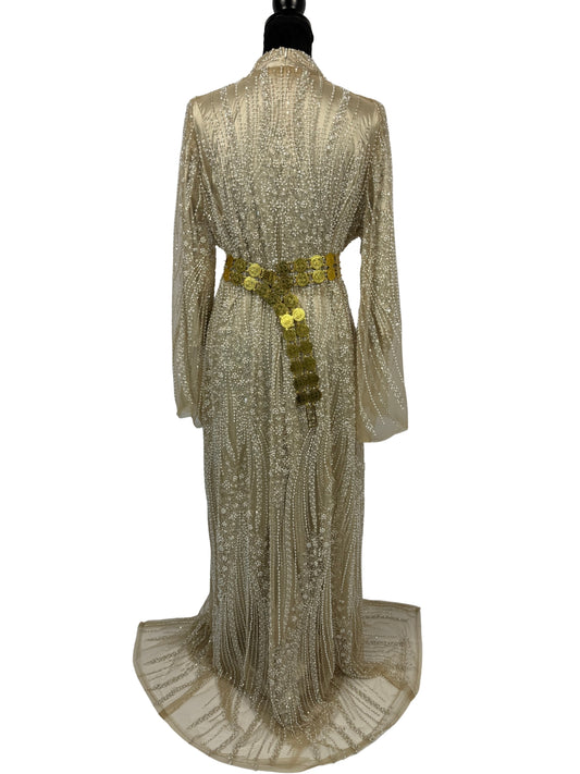 Jilenpiroz Zelam goudbeige jurk met kralen – achterkant